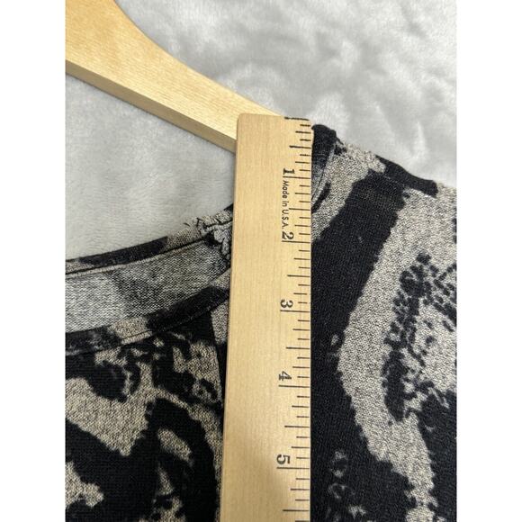 Clara Sun Woo Top Womens Small Black Oatmeal Animal Print Dolman Long Sleeve - Picture 7 of 8